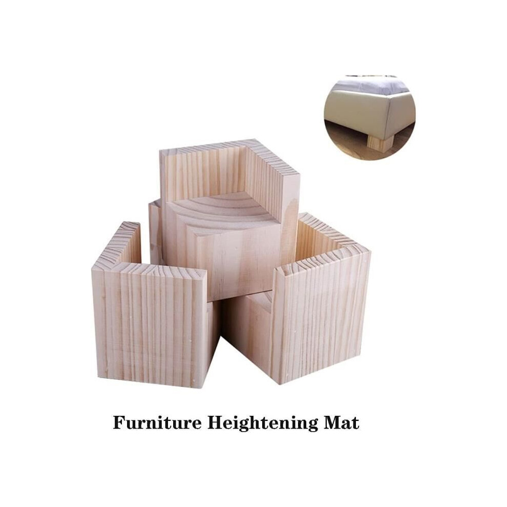 Set Of 4 Wooden Furniture Risers, Desk Risers, Bed Risers, Furniture Lifting Feet Up To 6 X 6 X 8 Cm 7333425886281