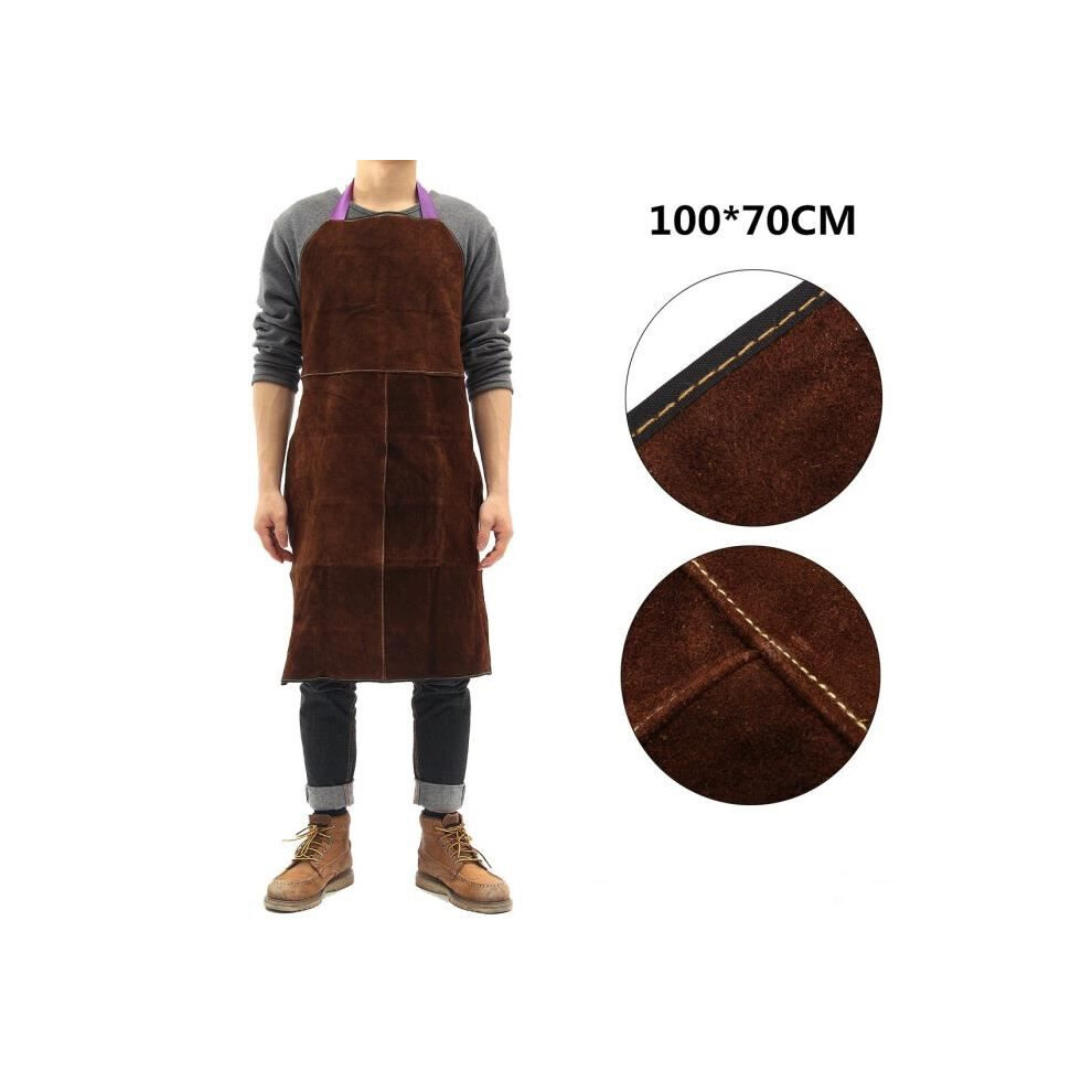 NeãFu Cowhide Welding Apron - 100X70cm - Three Stitches - Brown 7333425887974