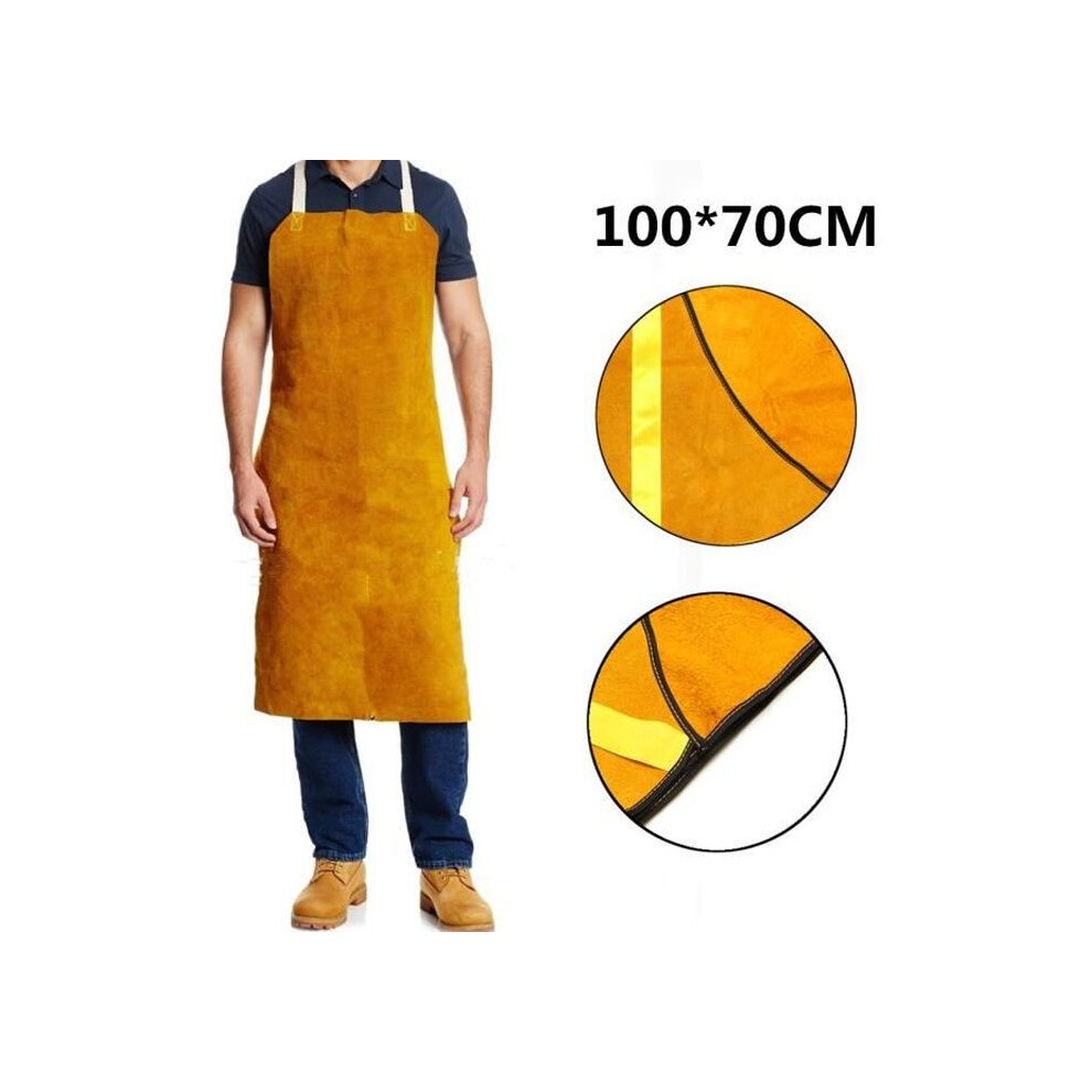 Cowhide Leather Welding Apron - NeãFu - 100X70cm - Yellow - Three Stitching 7333425887998