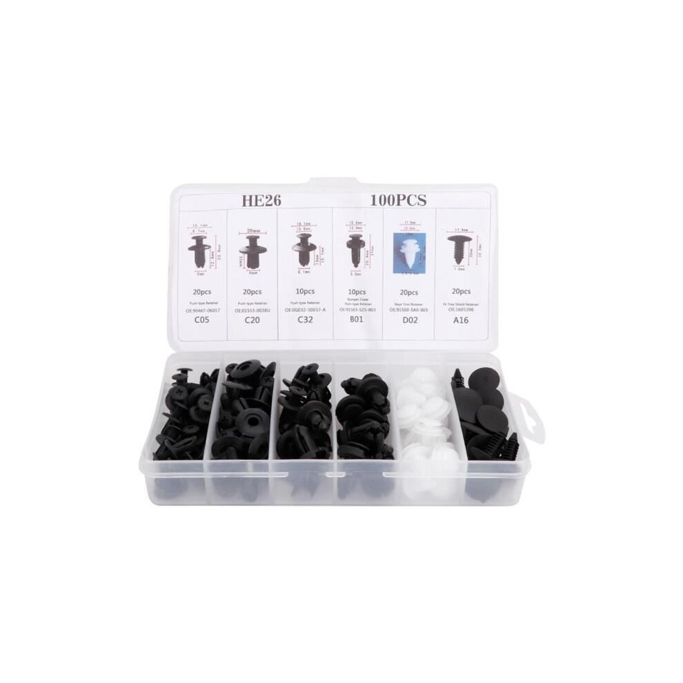 100Pcs Car Door Panel Retainer Clips Universal Rivet Fastener Kit 7333425890530