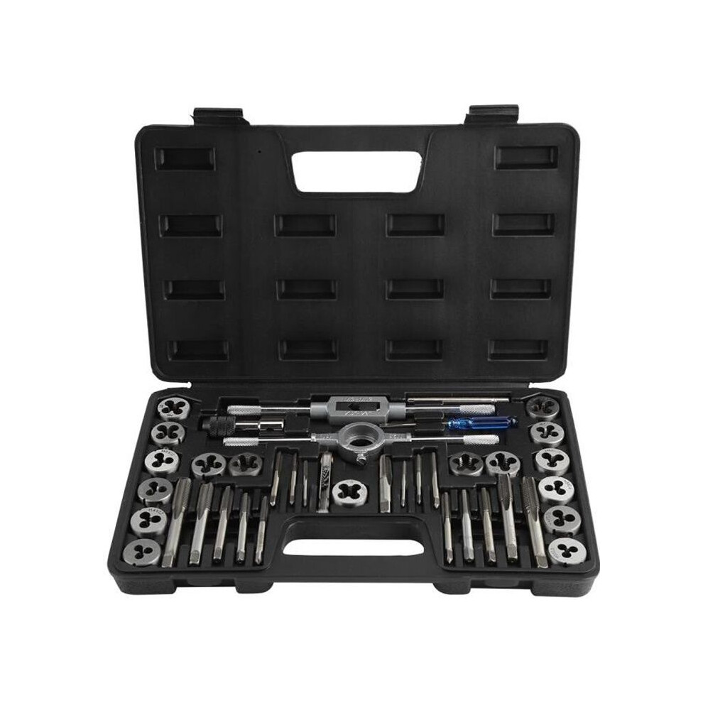 40Pcs M3-M12 Tap And Die Set With Wrenches And Thread Gauge, Heavy Duty Hand Tools Hb045-Les 7333425891971