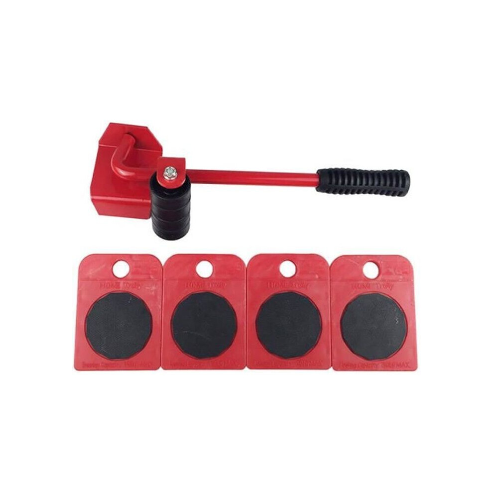 Furniture Mover Caster, Heavy Object Moving Tool, 4 Casters & 1 Wheel Bar - Red 7333425886151