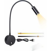 Väggmonterad läslampa med flexibel svanhals, fokuserad belysning, dimbar lampa med touchfunktion och USB-laddningsport, 3-färgad LED-sänglampa