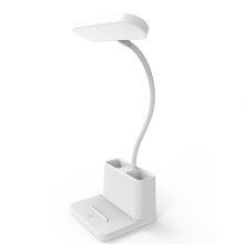 Skrivbordslampa med pekskärm och pennhållare, LED-skrivbordslampa med justerbar vinkel och 3 ljuslägen, ögonvänlig bordslampa med telefonstativ,