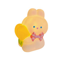 Bedtime Companion Night Light For Kids, Dimmable Rabbit Lamp With Soft Light And Squeezable Silicone Body, USB Powered Battery Operated Kawaii Room De