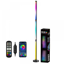 Illuminating Symphony, Modern LED Corner Floor Lamp with App and Remote Control, RGB Dynamic Modes, Adjustable Brightness, Sensory Music Sync for Livi