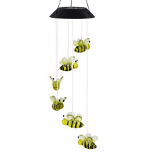 Romantic Solar Powered Changing Color LED, Bee Wind Chimes Waterproof For Outdoor Hanging, Easy To Hang, Unique Indoor Outdoor Decor With Twinkling Li