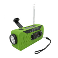Nødradio med krank, bærbar mini selvdrevet solcelledrevet LED-lommelygte, multifunktionel enhed med genopladeligt batteri til rejser, vandreture, C