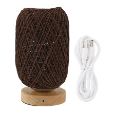 Hand Woven Lamp With Bamboo Base And Wooden Structure, Dimmable Rattan Table Lamp Featuring Touch Control And Built In Battery, Vintage Retro Design D