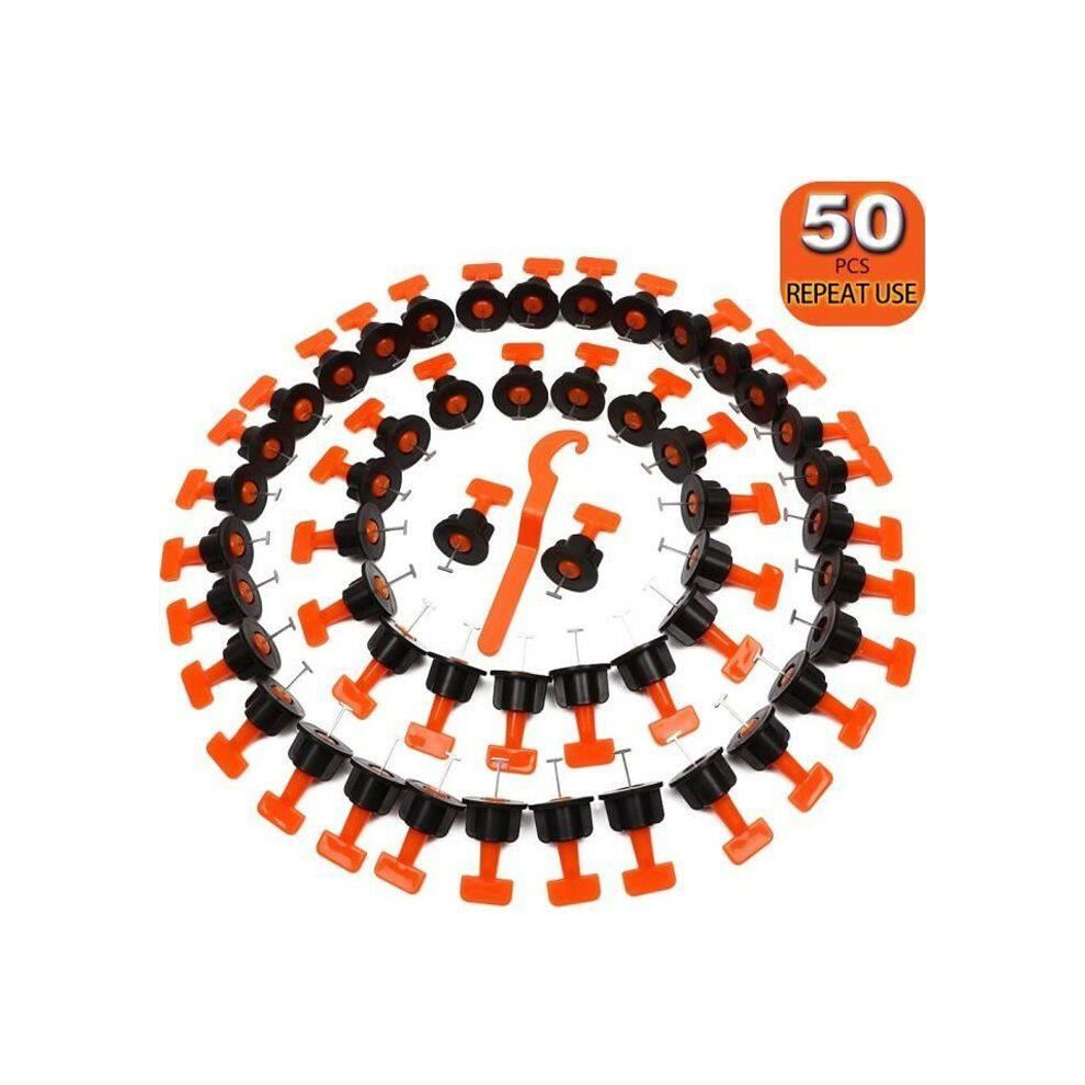 50Pcs Tile Leveling Spacers With Special Wrench, Reusable Tile Leveling Kit For Floor Construction 7333425890615
