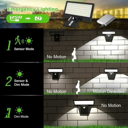 Motion Sensor Outdoor Flood Lights, Cool White Light, Adjustable Solar Panel, Durable ABS Material, Easy Installation for Home Security, Backyard, Gar 2