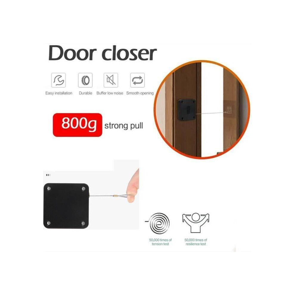 Automatic Door Closer No Drilling, Closes Doors Automatically - Black 7333425889404