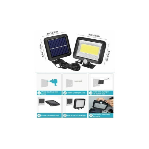 Solar Motion Sensor Lights, Smart PIR Motion Sensor Outdoor Detachable Light With Separate Solar Panel For Multiple Places Usage, White Light (1PCS) 1