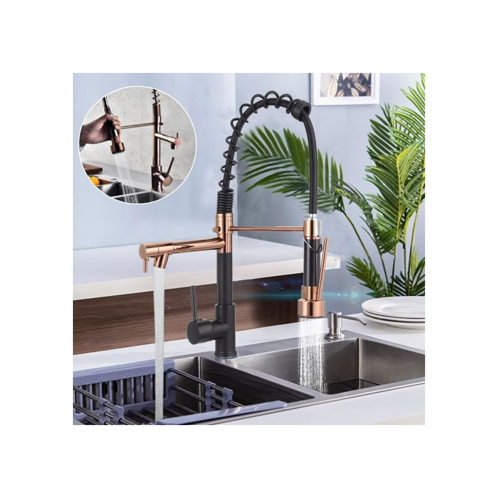 Kitchen Faucet Sink Mixer Tap 360 Rotatable 2 Sprays With Pull-Out Spray Brass 7333425886489