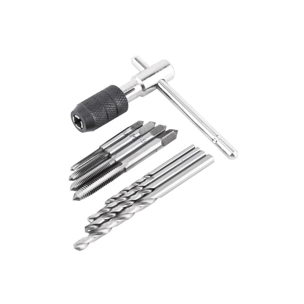 Threading Tool, T-Wrench, Steel Screw Tap, Hand Tap, 9pcs/set