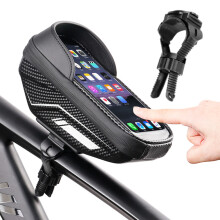Cykeltelefonholdertaske til smartphones op til 6,5", cykeltilbehør med superfølsom berøringsskærm, vandtæt, trykbestandig, nem at installere