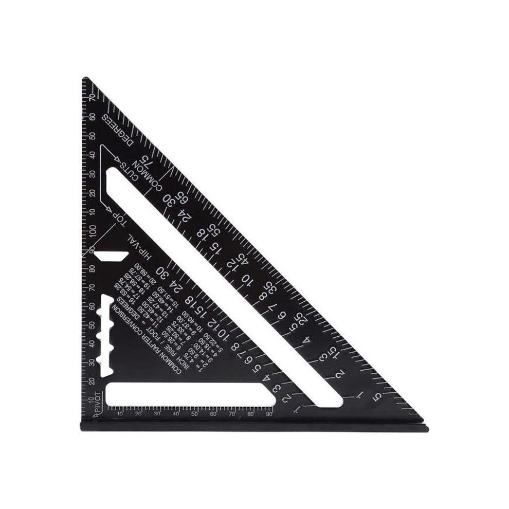 Aluminum Alloy Triangle Ruler With Protractor Black Measuring Tool 7333425884928