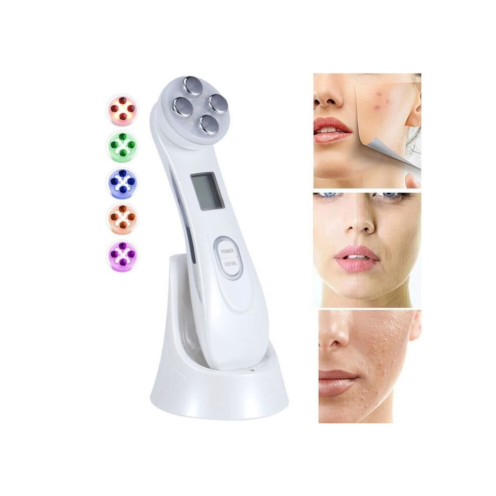 Light Ultrasonic Facial Massager With Led And Modes, Usb Rechargeable, Anti-Wrinkle And Anti-Aging