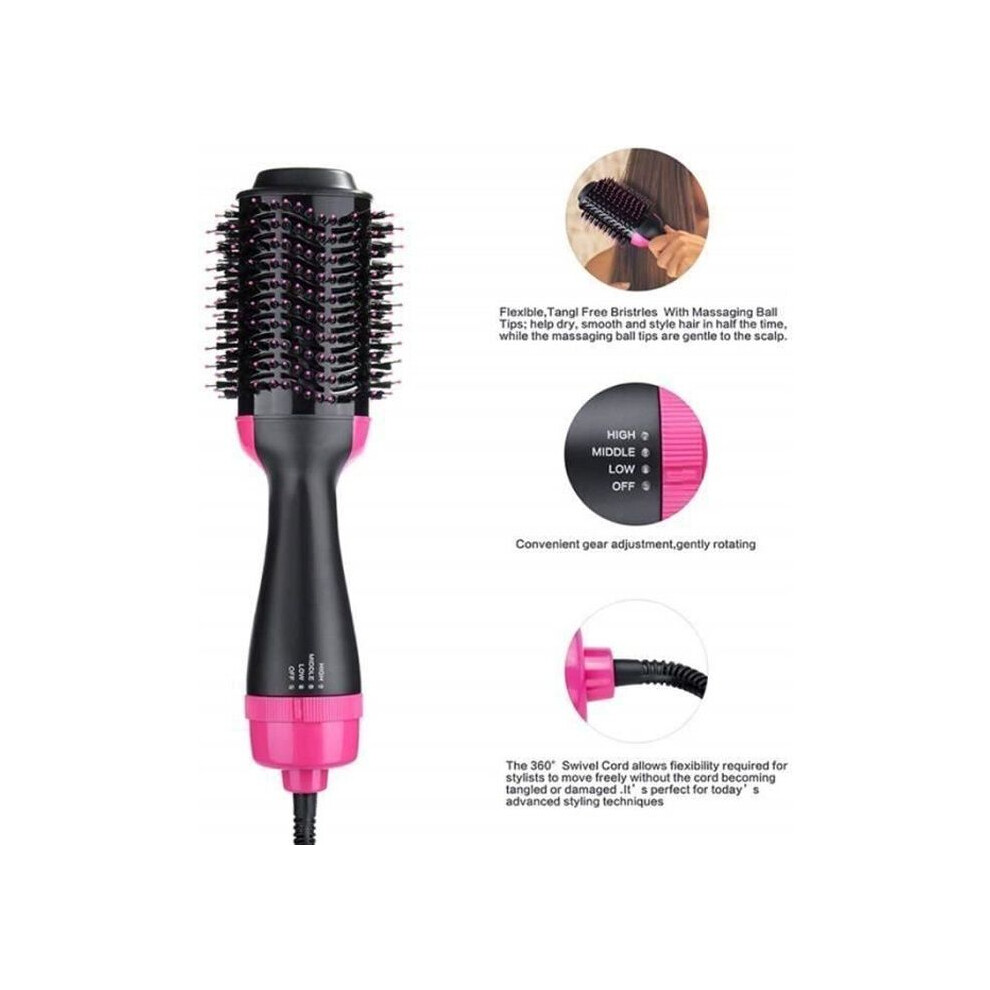 Ionic Heated Straightening Brush, 3 in 1 One-Step Hair Dryer with Anti-Scald Function