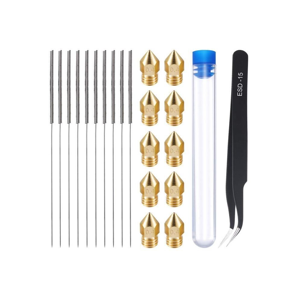 3D Printer Cleaning Kit - Mk8 - 21 Pieces - 0.4Mm Nozzles - Needles - Tweezers 7333425908723