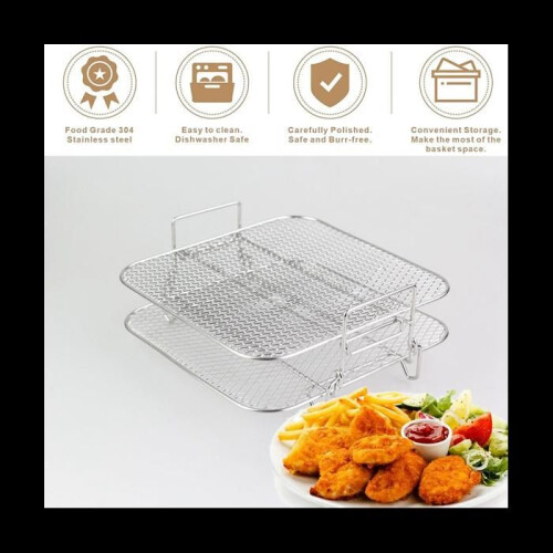 Stainless Steel Stackable Air Fryer Rack 2-Layer (4.2-5.8 QT) 2
