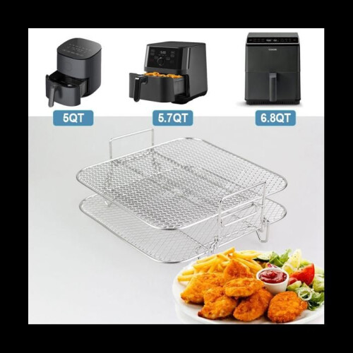 Stainless Steel Stackable Air Fryer Rack 2-Layer (4.2-5.8 QT) 1