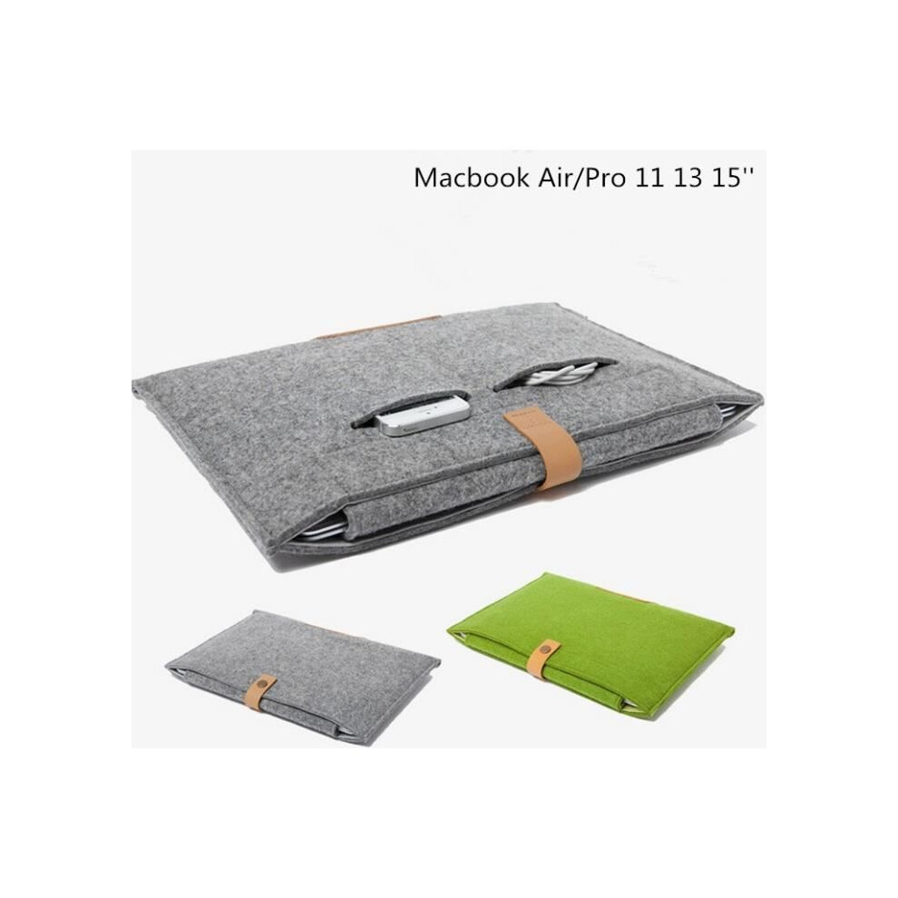 Grey 13 Inch Laptop Sleeve - Brand - Model - Felt Material - Exterior Pocket - Lightweight