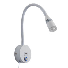 Focus Master dimbare leeslamp, zwart afgewerkt aluminium met flexibele zwanenhals voor gerichte verlichting, nachtlampje voor wandmontage.