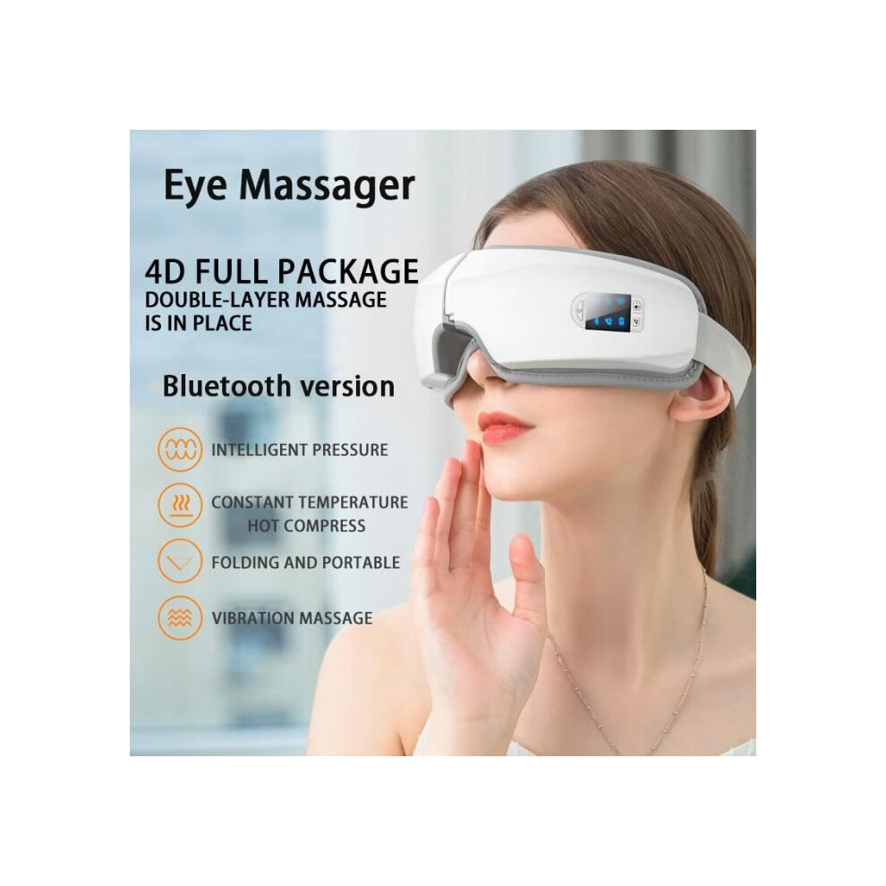 White Smart Eye Massager With 4D Airbag, Hot Compress And Vibration Massage - Unisex