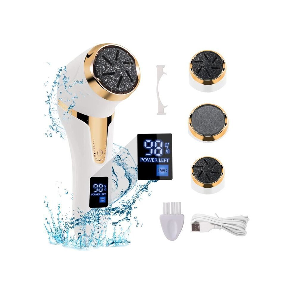 Electric foot file, IPX7 waterproof, rechargeable, to remove calluses and dead, cracked or rough skin.
