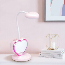 Schicke Schreibtischlampe mit augenschonendem Licht, ideal für Kinder und Mädchen, rosa LED-Lampe mit wiederaufladbarem Akku, faltbar und tragbar