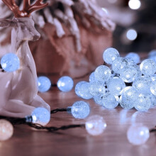 Charming Solar String Lights, Crystal Globe Outdoor Decorations, Waterproof 30 LEDS Cold White Solar-Powered Fairy Lights For Bar, Party, Concert (6.5
