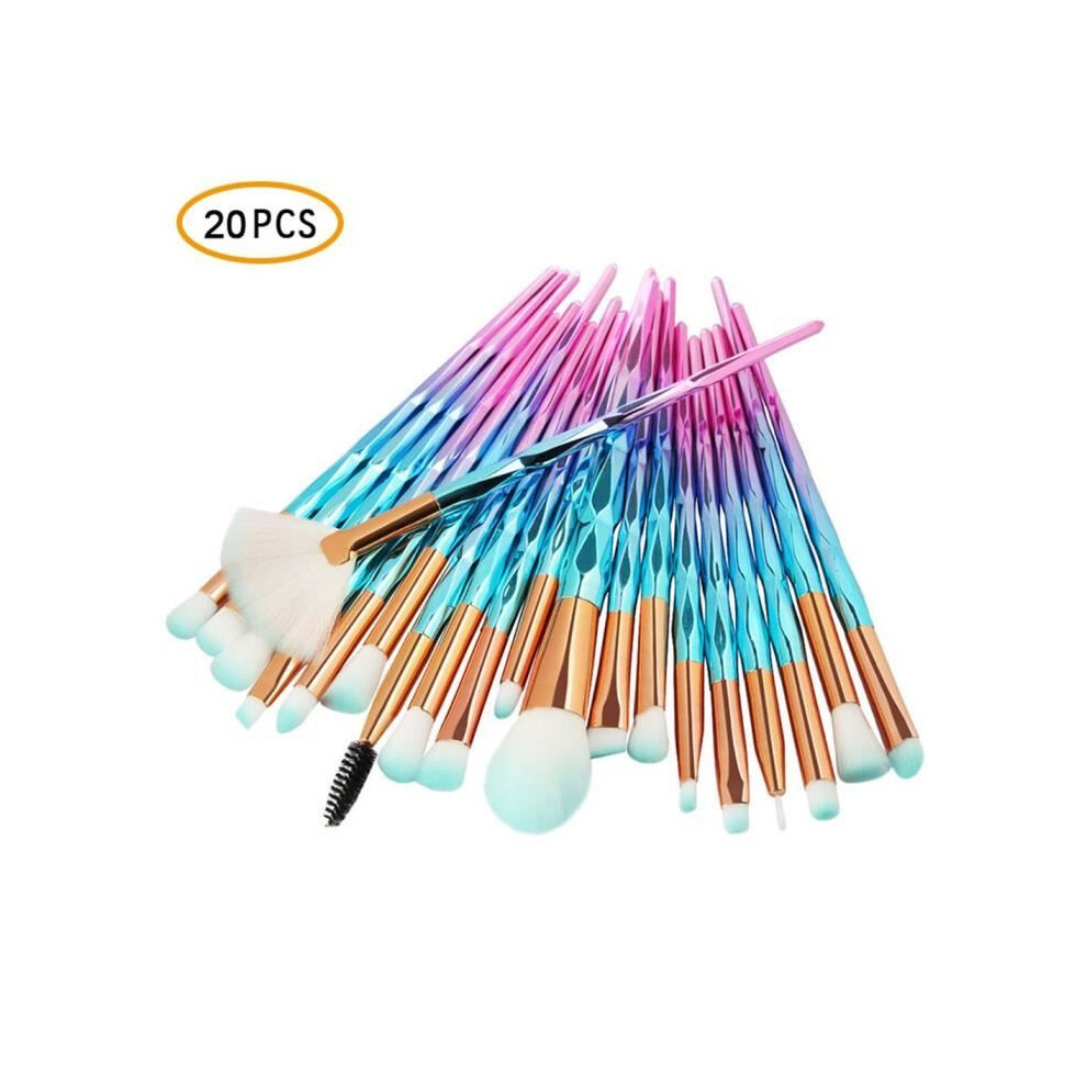 Blue Makeup Brushes - Umiwe - 20 Pieces - Portable - Nylon Bristles