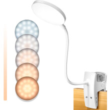Stabile Leselampe mit Metallklemme, einstellbarer Helligkeit und Farbtemperatur, Memory-Funktion und automatischer Abschaltfunktion, 360 flexibler