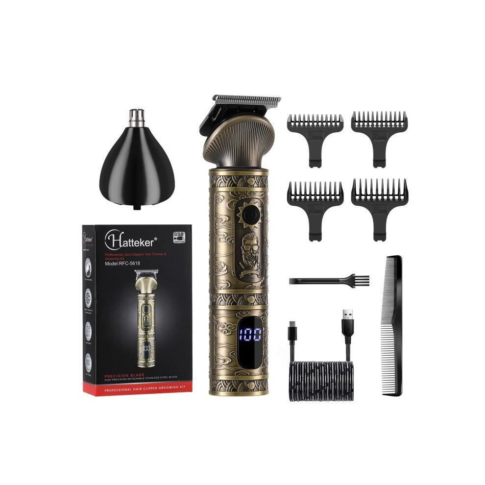 Gold Hatteker Men's 2 In 1 Hair Clipper And Nose And Ear Trimmer Beard Trimmer
