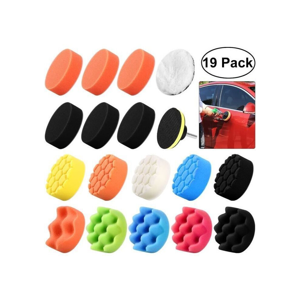 19Pcs 3" Sponge Polishing Pad Kit With M10 Drill Adapter For Car Polisher 7333425915288