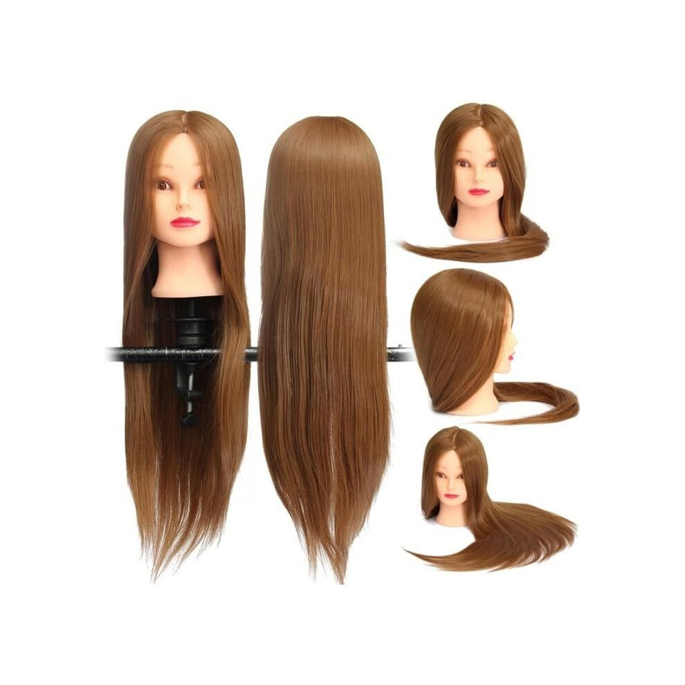 Unisex Brown 45Cm Professional Hairdressing Head, Hairdressing Mannequin For Natural Long Hair