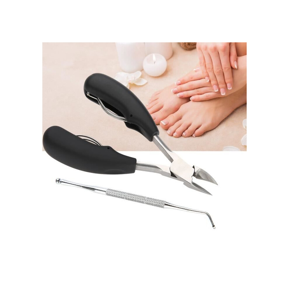 DELAMAN Ingrown Toenail Nipper - Nail Clipper with Cuticle Pusher - Stainless Steel - Ergonomic Handle