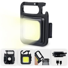 Compacte COB-sleutelhanglamp, ultraheldere mini-zaklamp met 800 lumen, oplaadbaar en multifunctioneel ontwerp voor binnen- en buitenactiviteiten.