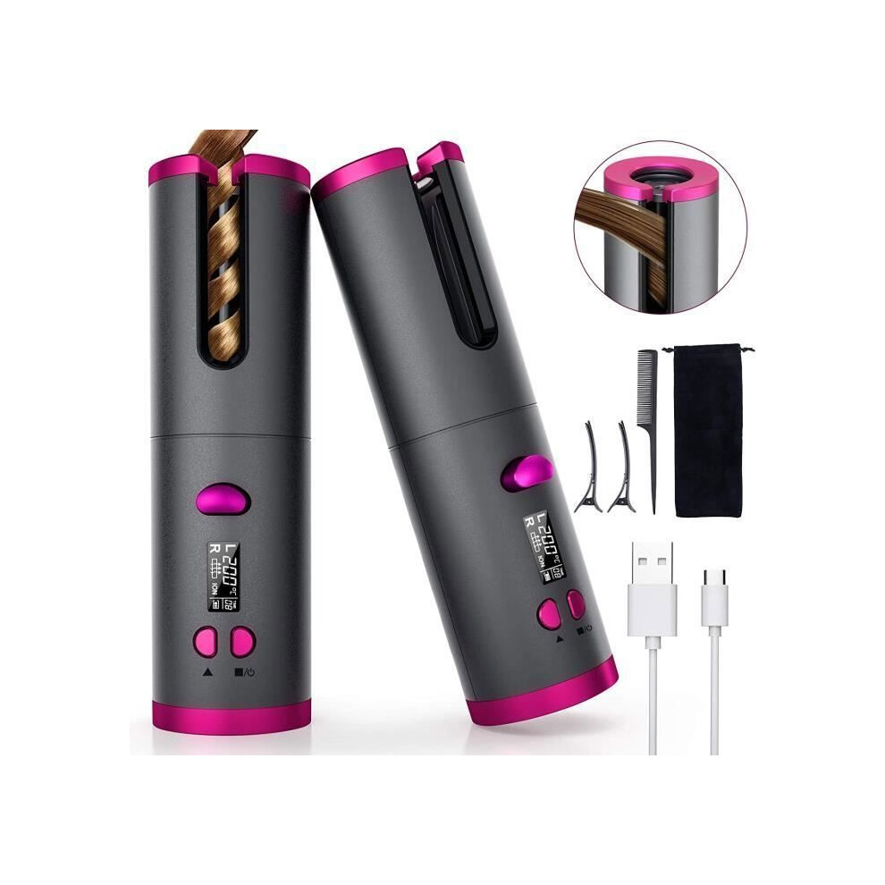 Nobebird Cordless Automatic Curling Iron with LCD Display and 6 Adjustable Temperatures