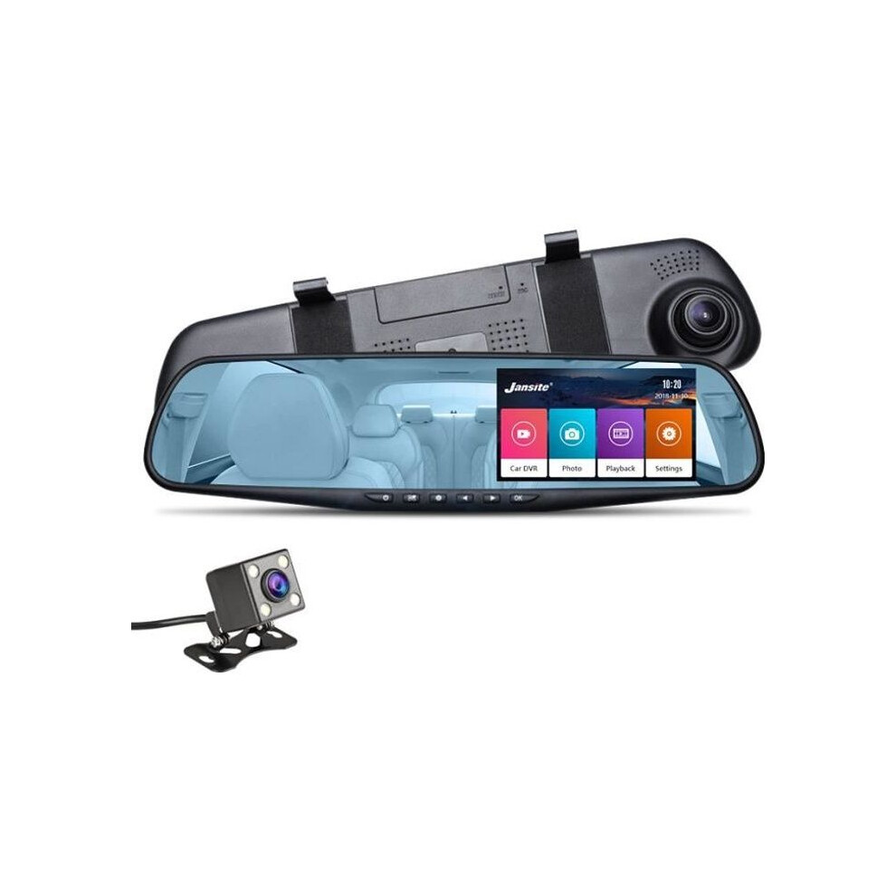 4.3 Inch Touch Screen Car Dvr Dash Cam Dual Lens 1080P Car Video Recorder Rearview Mirror With Backup Camera 7333425912539