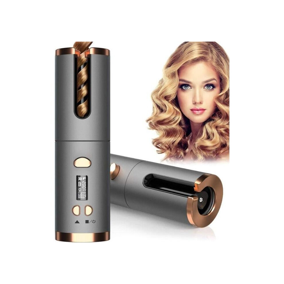 Blue Automatic Curling Iron - Cordless - Anti-Scald Design - Temperature