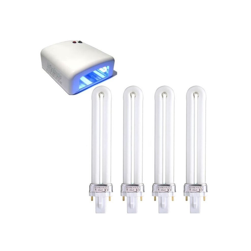 White 4 Pack Replacement Bulbs For 9W Uv Lamp For Nail Dryer,