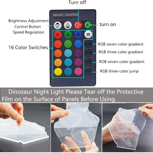 Λάμπα LED Dimmable3D για παιδιά, Πολλαπλά εφέ φωτισμού, Χρονοδιακόπτης και εξοικονόμηση 2