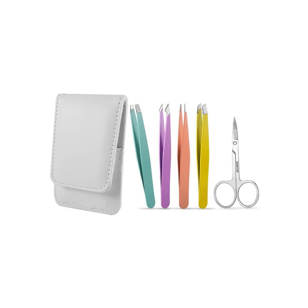 6 Pcs Tweezers Professional Stainless Steel Eyebrow Scissors Eyebrow Brush for Eyebrows and Eyelashes-6