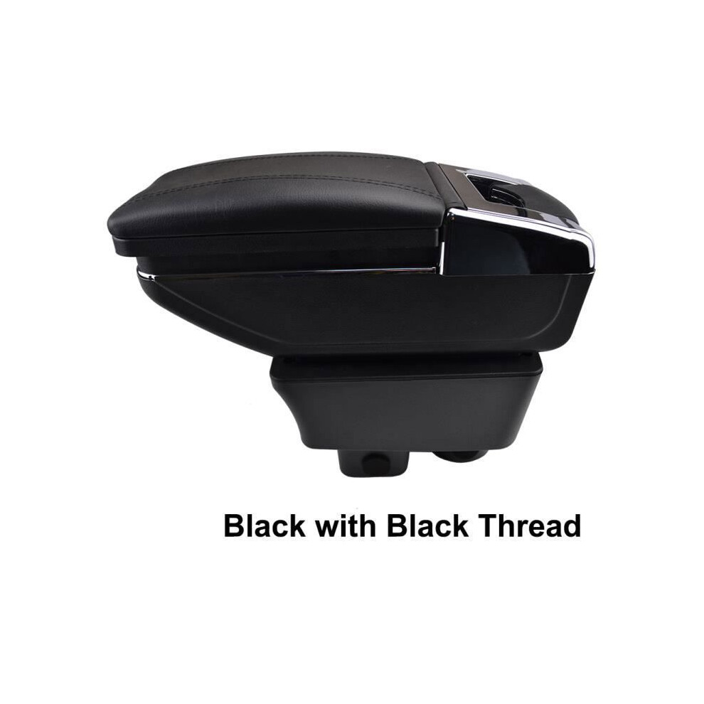 Leather Center Armrest With Cover, Specific For Skoda Fabia 2 2008-2013 (With Stitching) Black 7333425912737