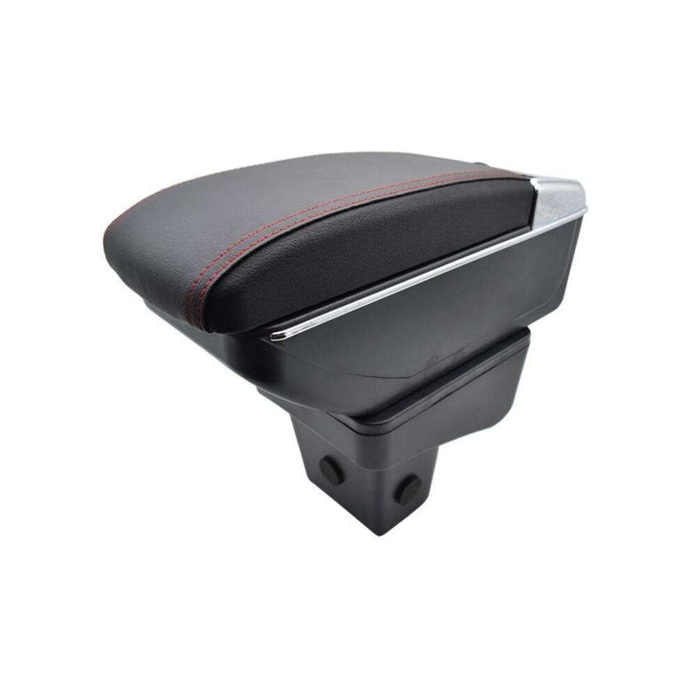 Double-Layer Leather Center Armrest, Specific For Suzuki Vitara 2015-2019 (With Stitching) Black/Red 7333425912744