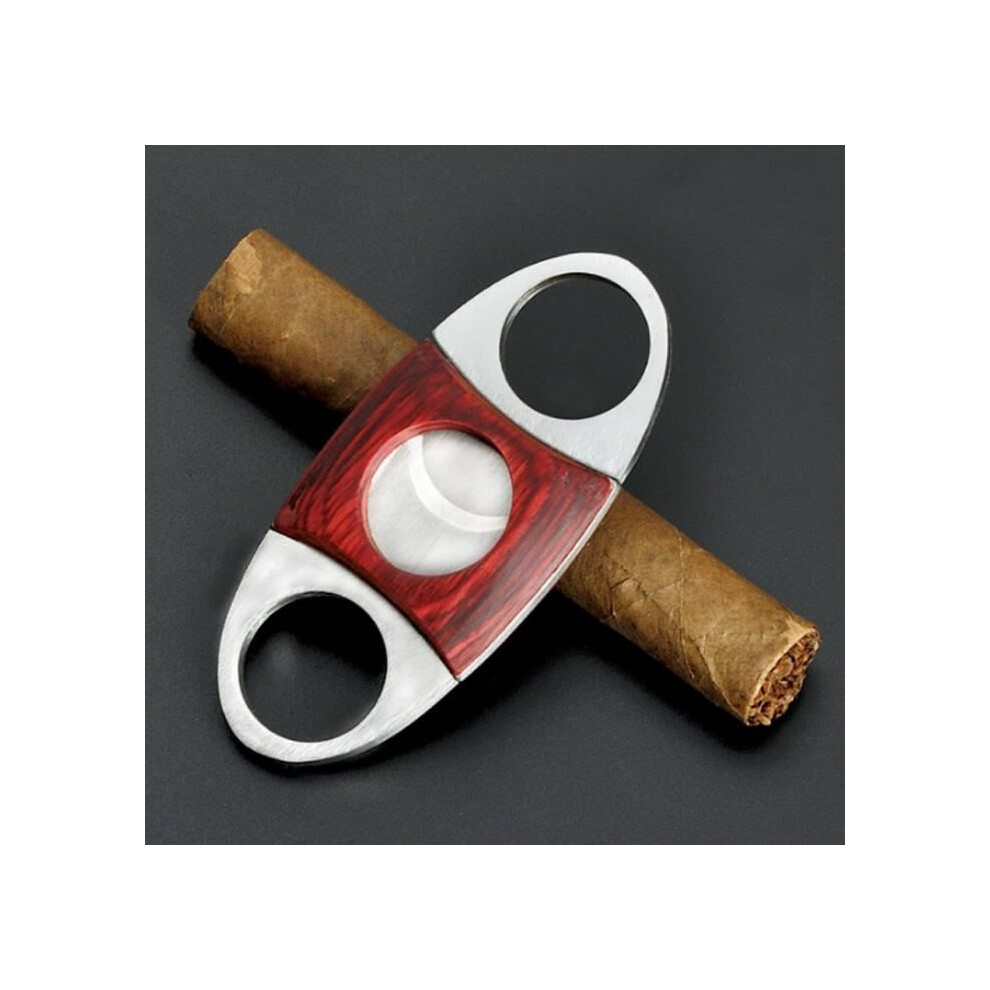 Cigar scissors, cigar tool, stainless steel cigar cutter, mahogany, double-edged cigar cutter