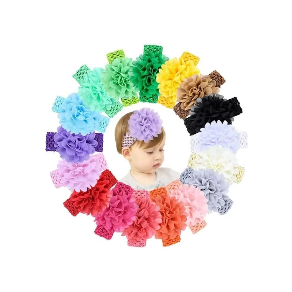 DS4441 18pcs/lot Baby Girls Chiffon Flower Headbands Elastic Hair Bands Hair Accessories New