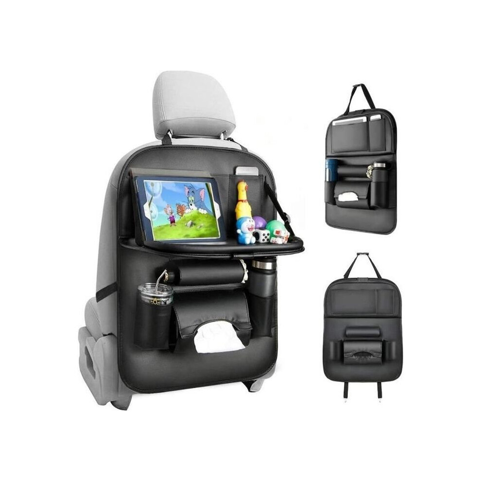 Car Organizer - Kick Mats - Leather Back Seat Protector - Black 7333425911723